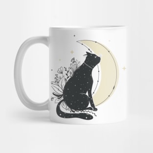 Black cat with moon Mug